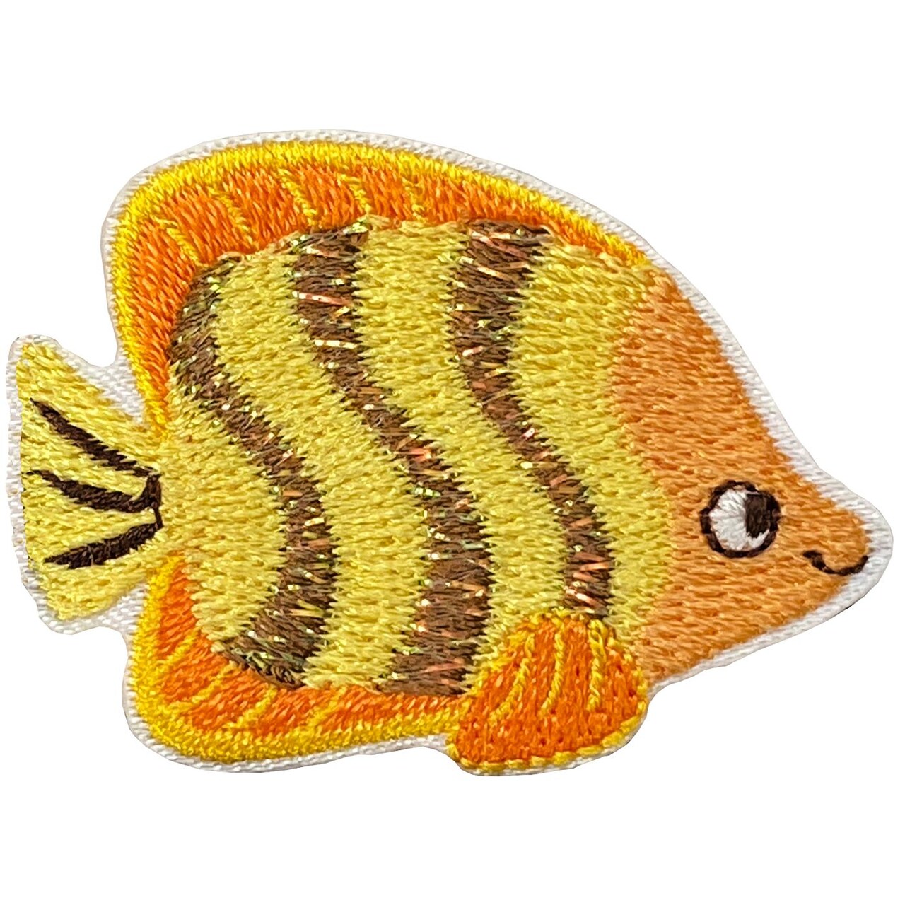 Yellow Striped Tropical Fish, Sea Animals, Embroidered, Iron-on Patch